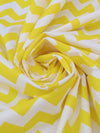 Bright Sunflower Yellow/White Cotton/Polyester Horizontal Chevron Print Broadcloth 58W