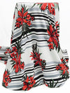 White/Imperial Red/Forest Green/Multi Polyester/Lycra Tropical Floral Horizontal Stripe Print Liverpool Double Knit 60W