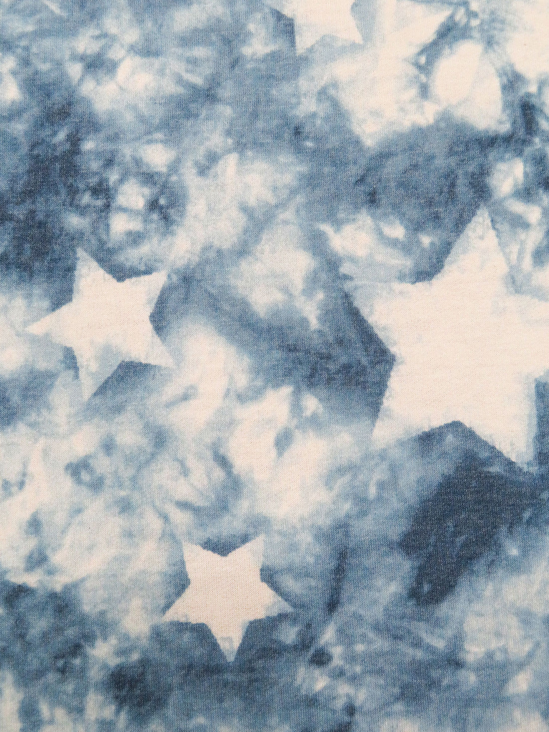 Light Navy Blue/White/Denim Polyester/Rayon/Lycra Grunge Star Print French Terry Knit - Robert Kaufman - 58W