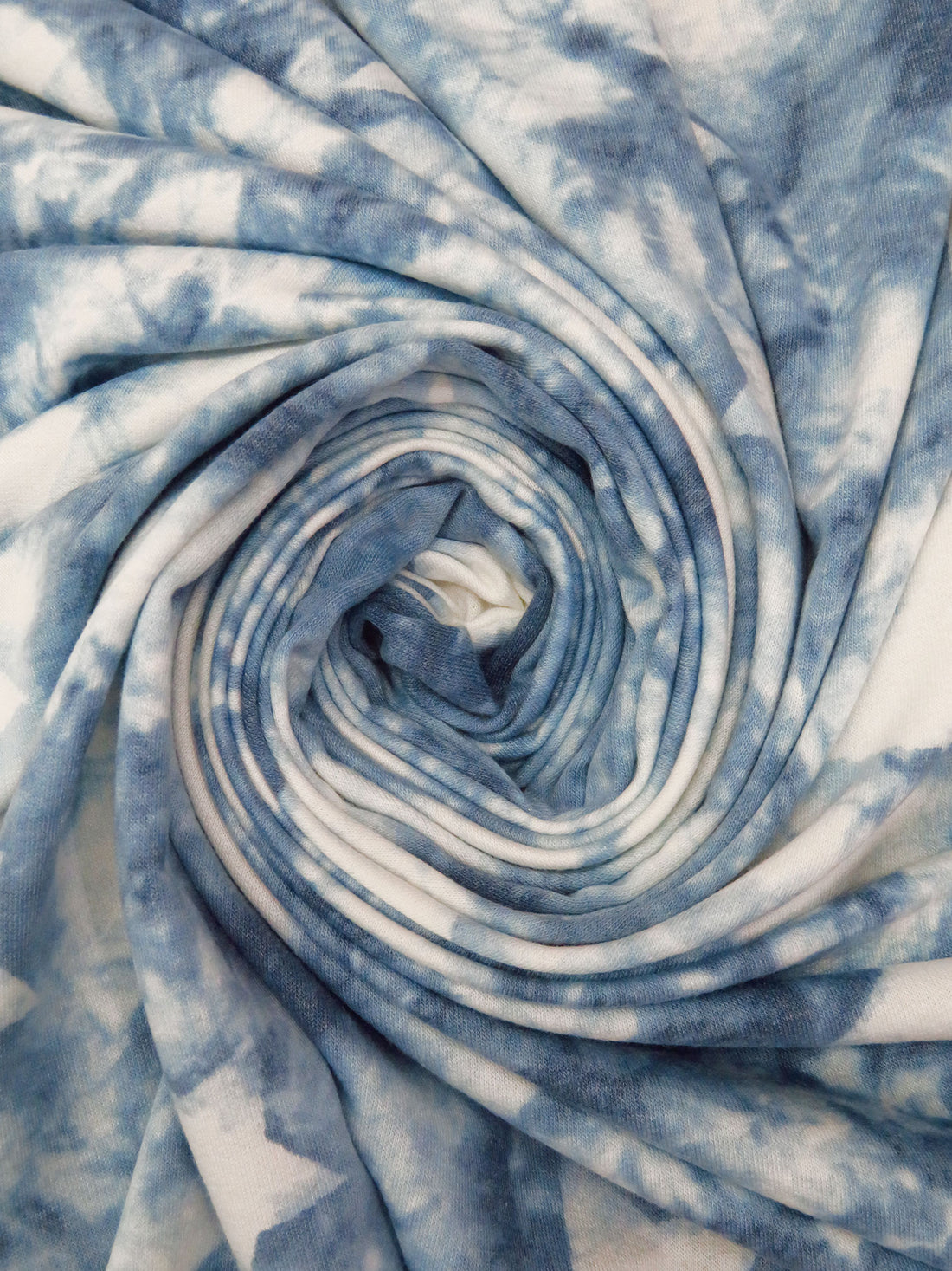 Light Navy Blue/White/Denim Polyester/Rayon/Lycra Grunge Star Print French Terry Knit - Robert Kaufman - 58W