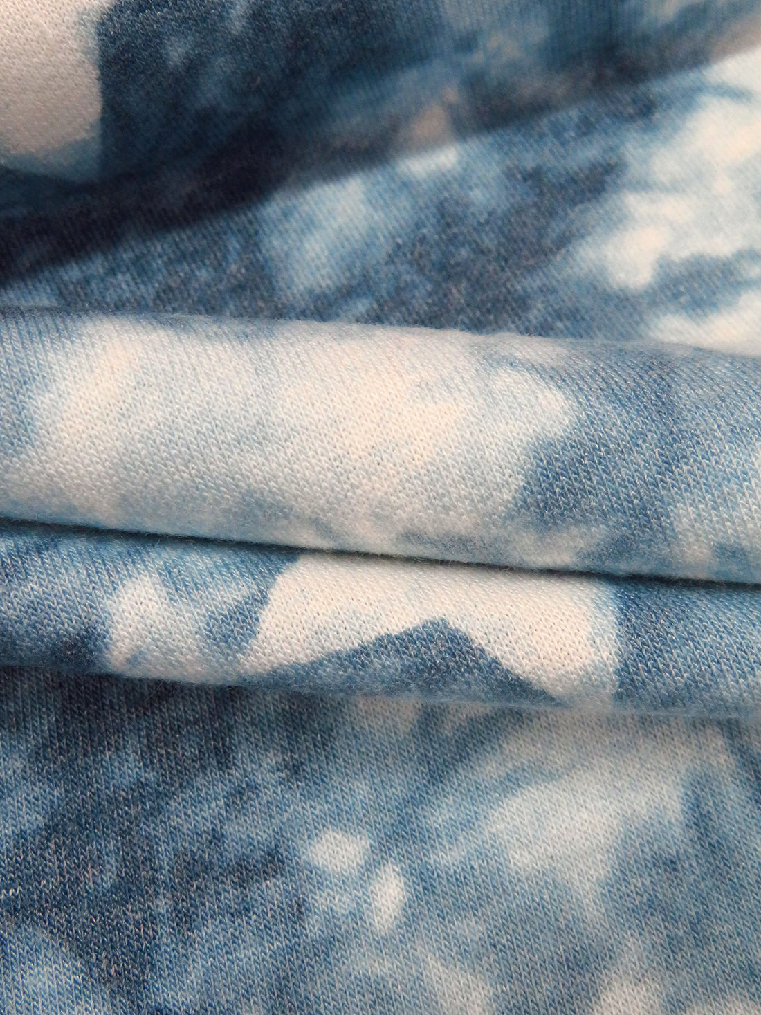 Light Navy Blue/White/Denim Polyester/Rayon/Lycra Grunge Star Print French Terry Knit - Robert Kaufman - 58W