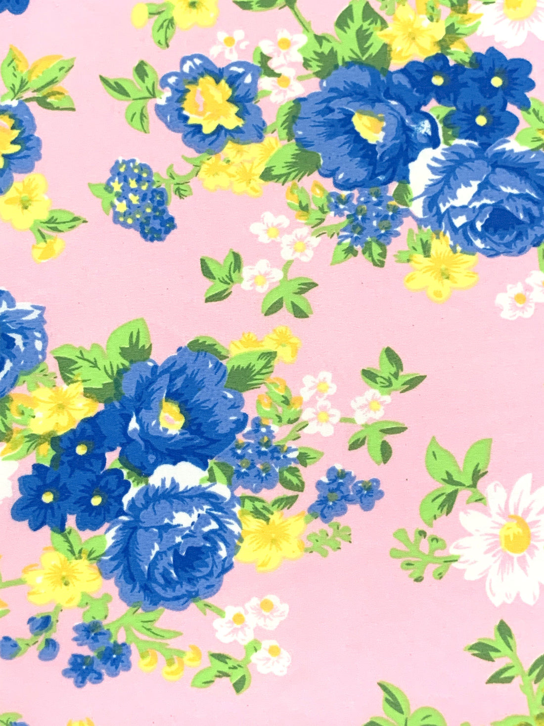 Classic Rose Pink/Sapphire Blue/Spring Green/White 100% Polyester Floral Print Crepe de Chine 58W