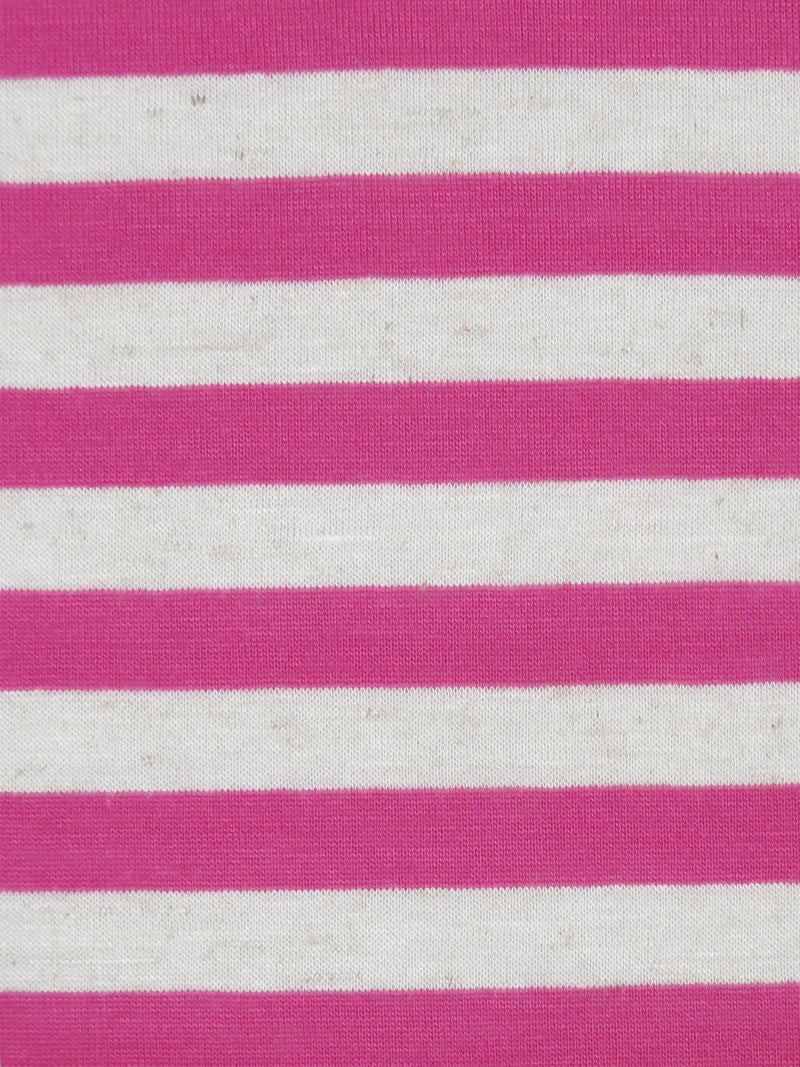 French Raspberry/Chalk White Polyester/Lycra Horizontal Stripe Weave Jersey Knit 54W