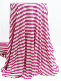 French Raspberry/Chalk White Polyester/Lycra Horizontal Stripe Weave Jersey Knit 54W