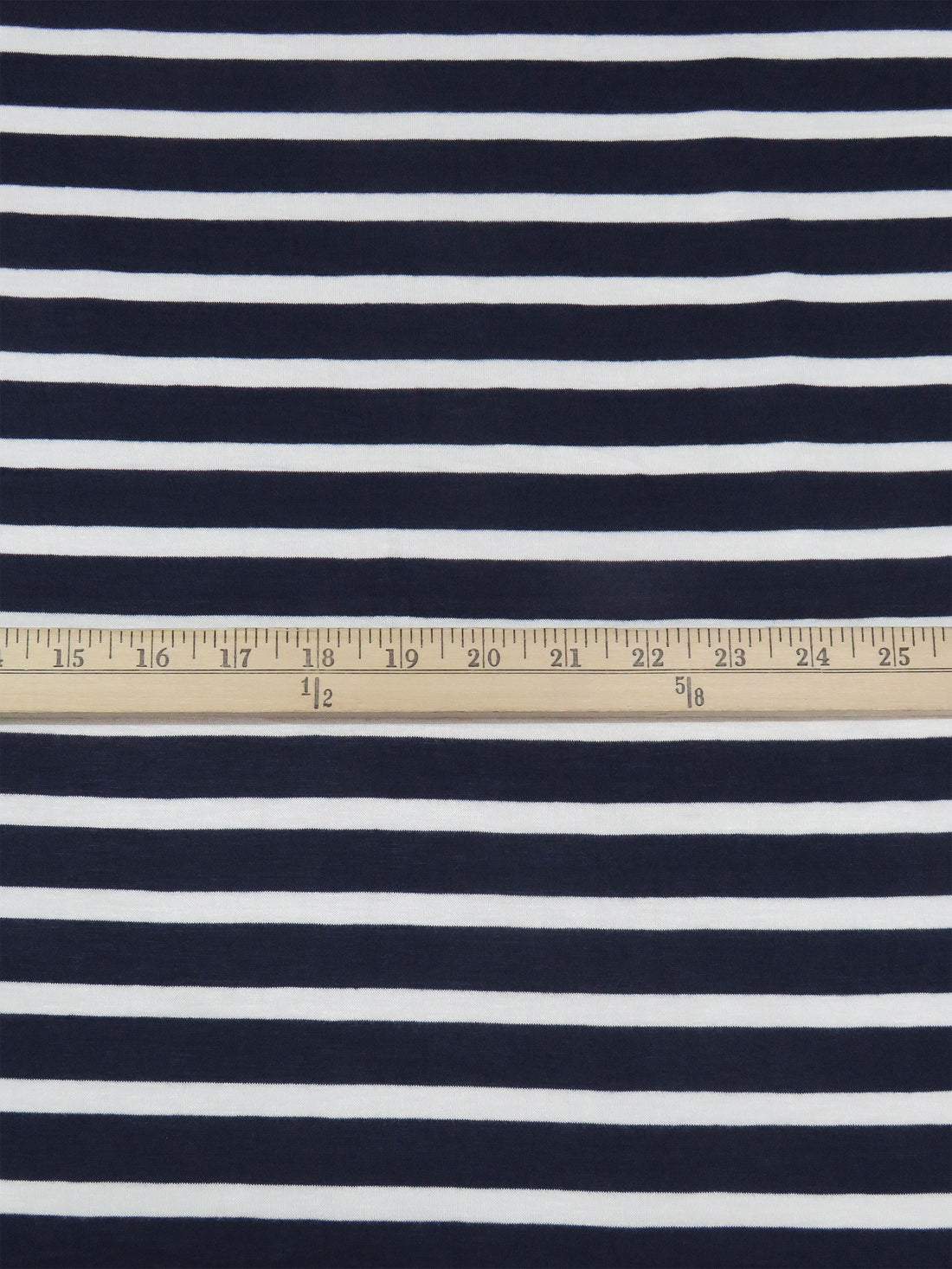 Navy/White Rayon/Lycra Horizontal Stripe Jersey Knit 59W