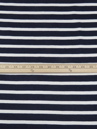 Navy/White Rayon/Lycra Horizontal Stripe Jersey Knit 59W