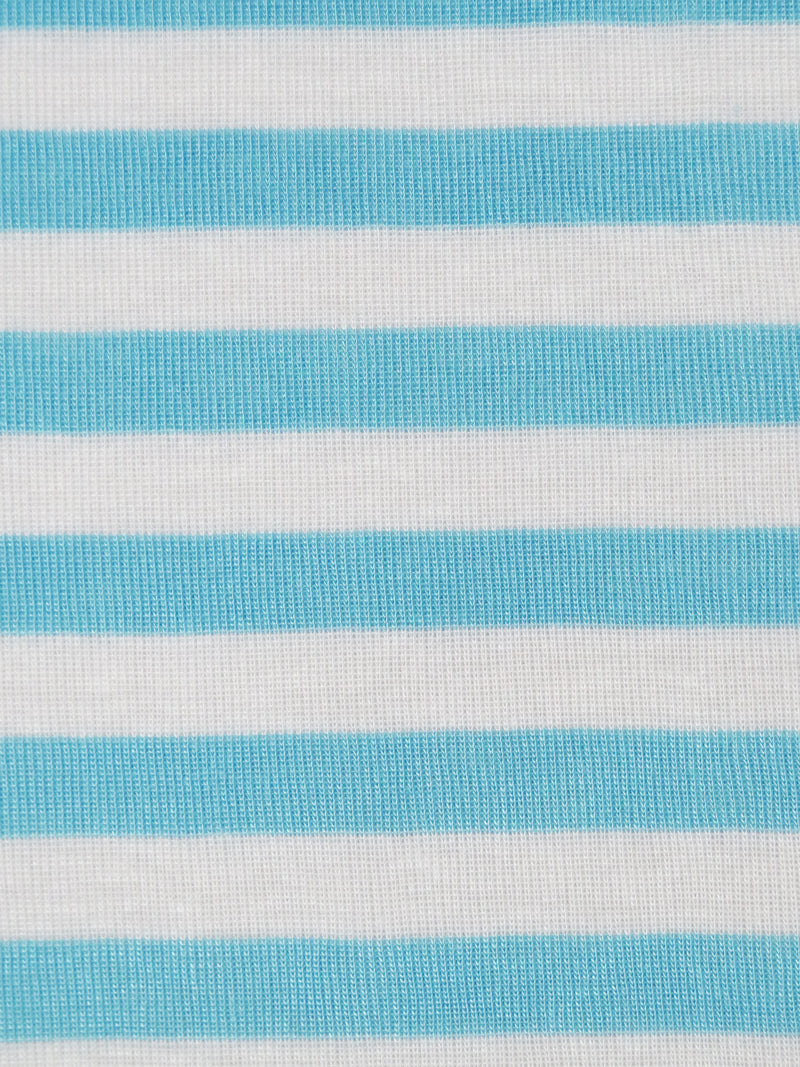 Sky Blue/Ghost White Cotton/Rayon Horizontal Stripe Weave Fine Interlock Knit 59W