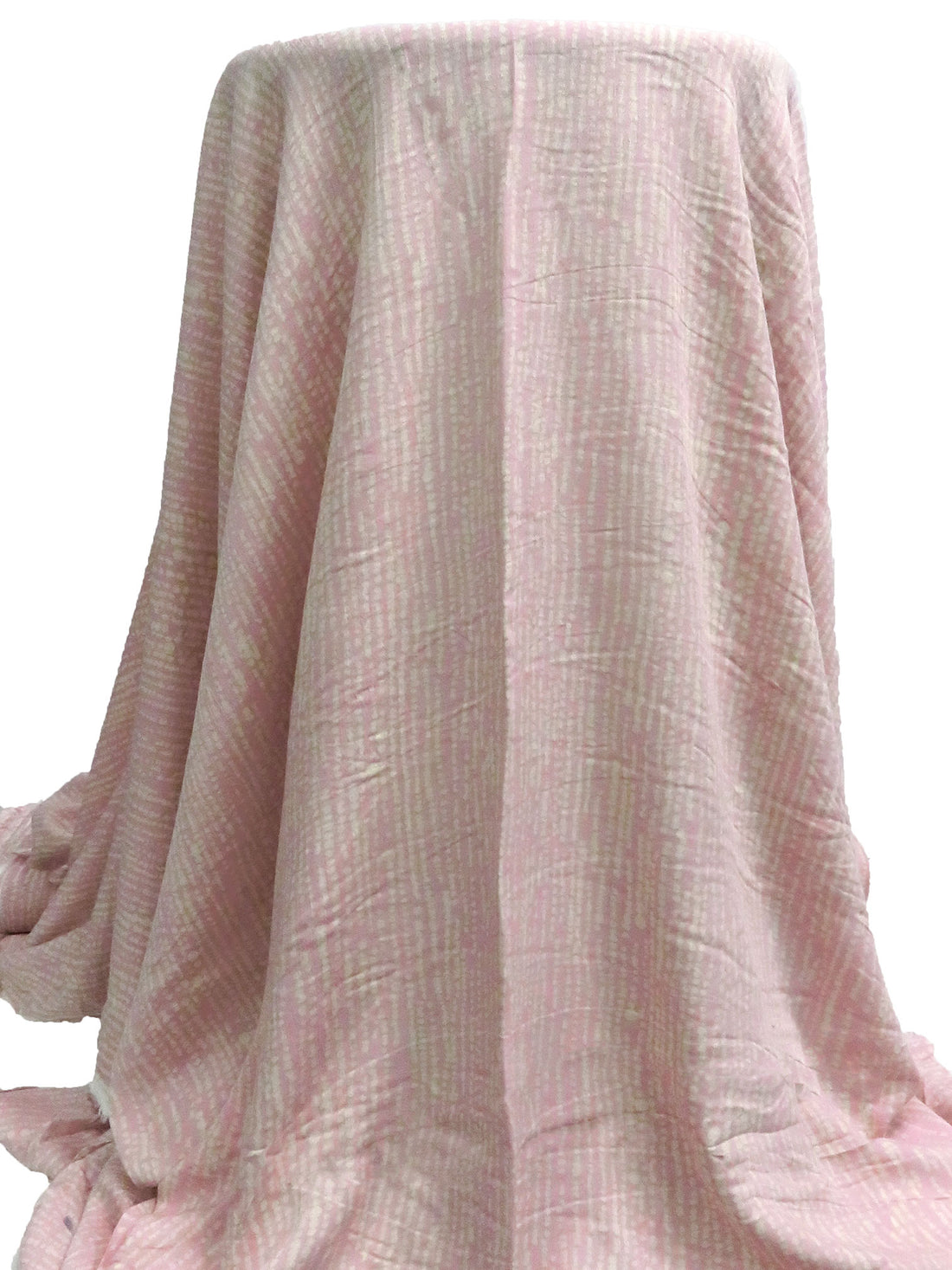 Orchid Pink/Bone 100% Rayon Abstract Dot Stripe Print Crinkle Challis - Robert Kaufman - 50W