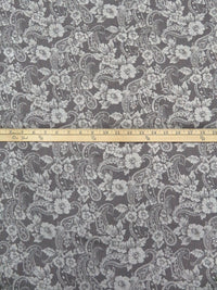 Dark Manatee/Light Gray 100% Rayon Floral & Paisley Print Crinkle Challis - Robert Kaufman - 52W