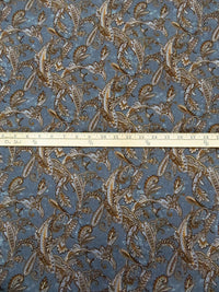 Dark Stonewash/Golden Brown/Dark Brown/Multi 100% Rayon Paisley Print Crinkle Challis - Robert Kaufman - 50W