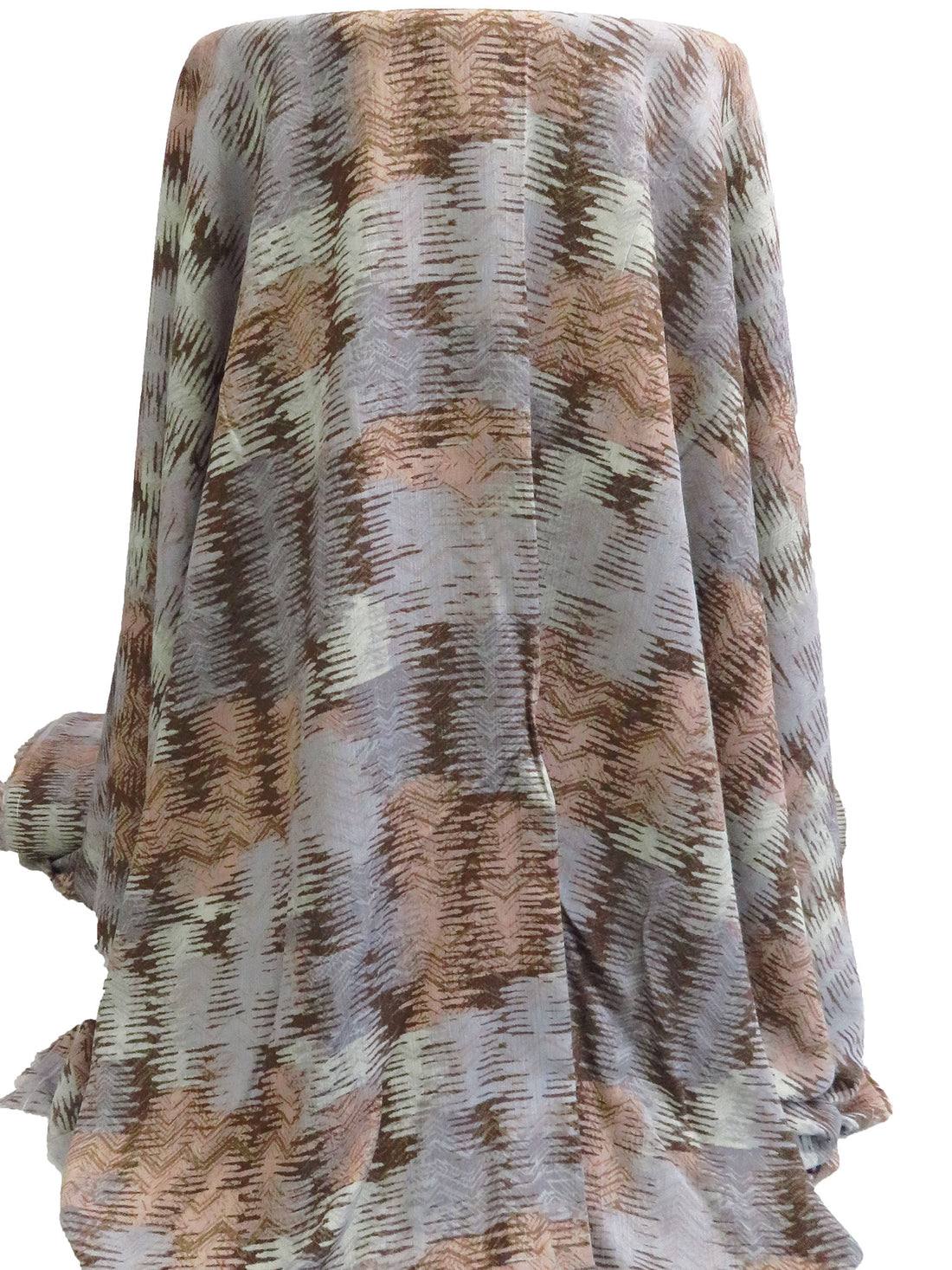 Old Lavender/Dusty Rose/Raw Umber/Multi 100% Rayon Abstract Print Crinkle Challis - Robert Kaufman - 50W