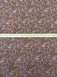 Lavender Gray/Tuscan Red/Light Golden Brown/Multi 100% Rayon Ornate Print Crinkle Challis - Robert Kaufman - 50W