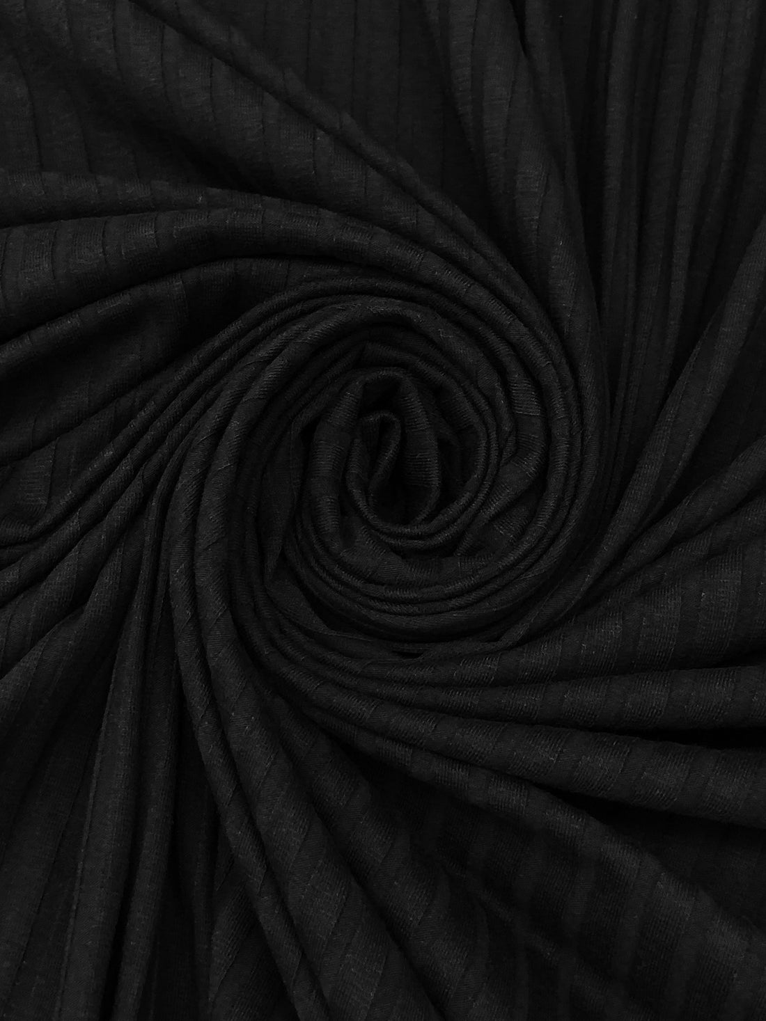 Black Polyester/Rayon/Lycra Wide Rib Knit - NY Designer - 50W