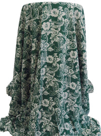 Phthalo/Timberwolf 100% Rayon Floral & Paisley Print Crinkle Challis - Robert Kaufman - 50W