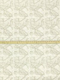 Alabaster/Dark Tan 100% Cotton Vintage Brooklyn-Manhattan Transit Print Twill Woven - NY Designer - 57W