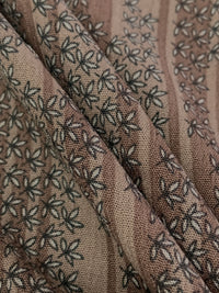 Ash Brown/Brushwood 100% Rayon Vertical Floral Stripe Print Crinkle Challis - Robert Kaufman - 52W