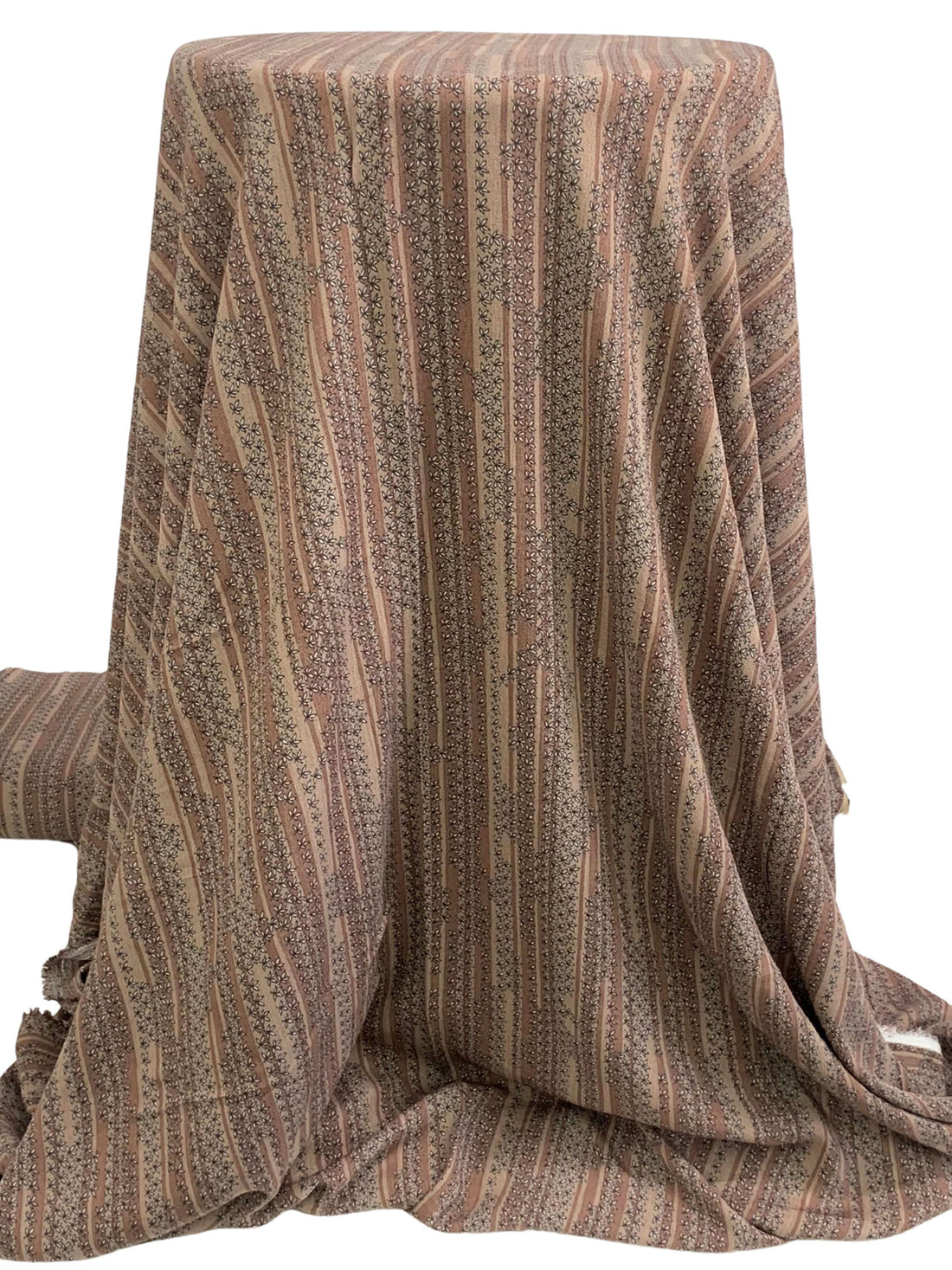 Ash Brown/Brushwood 100% Rayon Vertical Floral Stripe Print Crinkle Challis - Robert Kaufman - 52W