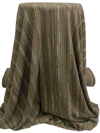 Olive Bark/Rusty Celadon 100% Rayon Vertical Floral Stripe Print Crinkle Challis - Robert Kaufman - 50W