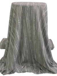Titanium/Light Gray 100% Rayon Vertical Floral Stripe Print Crinkle Challis - Robert Kaufman - 50W