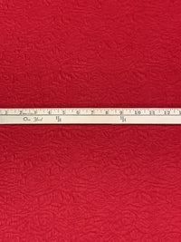 Vivid Auburn Red Polyester/Lycra Textured Floral Weave Jacquard Double Knit 61W