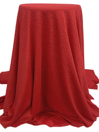 Vivid Auburn Red Polyester/Lycra Textured Floral Weave Jacquard Double Knit 61W