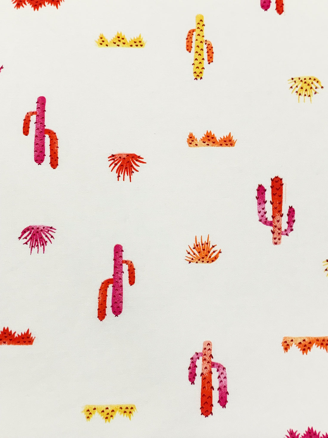 Eggshell/Vermilion/Straw/Multi Rayon/Nylon Cactus Print Voile 57W