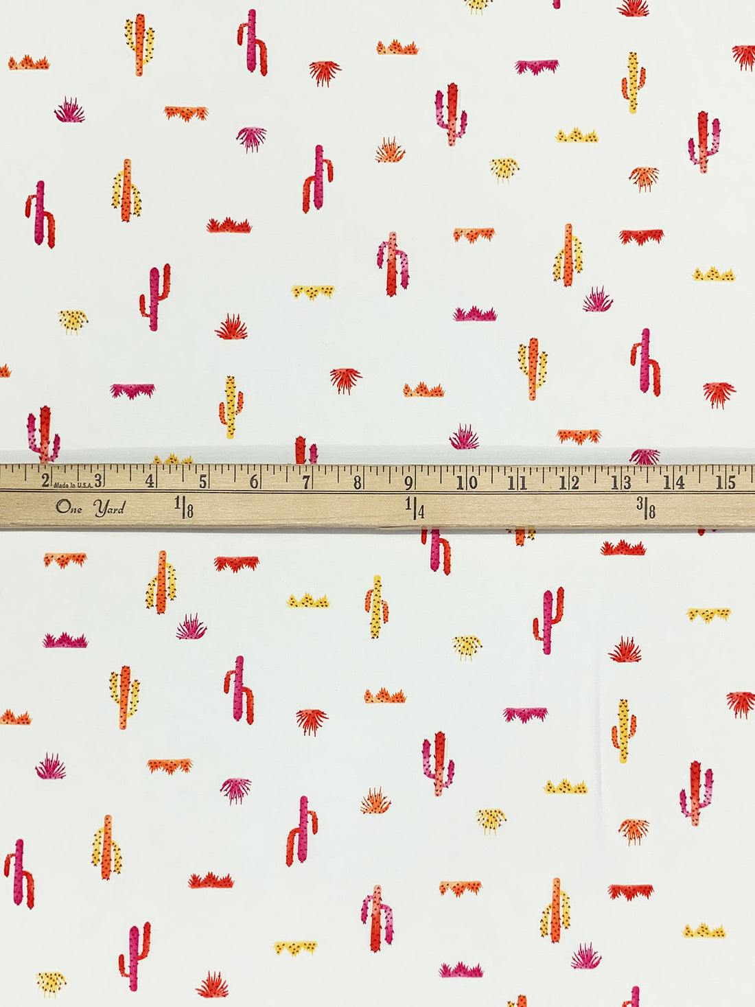Eggshell/Vermilion/Straw/Multi Rayon/Nylon Cactus Print Voile 57W
