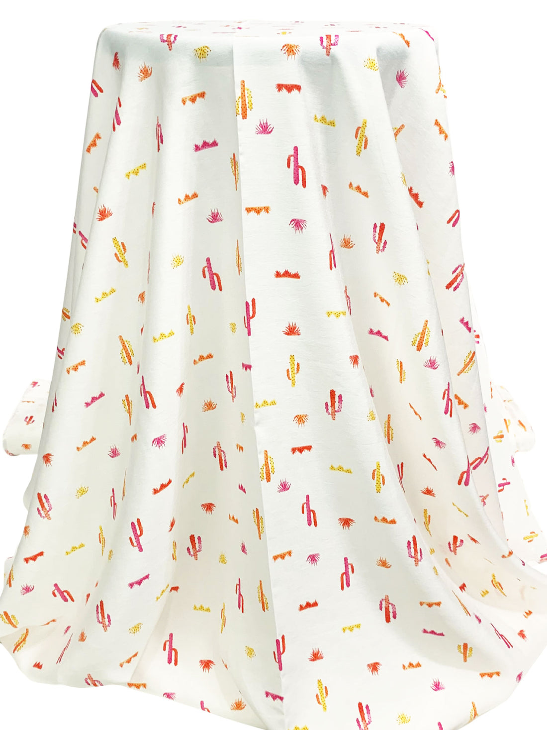 Eggshell/Vermilion/Straw/Multi Rayon/Nylon Cactus Print Voile 57W