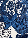 Lapis Blue/White/Midnight Navy Polyester/Lycra Ornate Butterfly Multi Print ITY Knit 58W