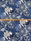 Lapis Blue/White/Midnight Navy Polyester/Lycra Ornate Butterfly Multi Print ITY Knit 58W