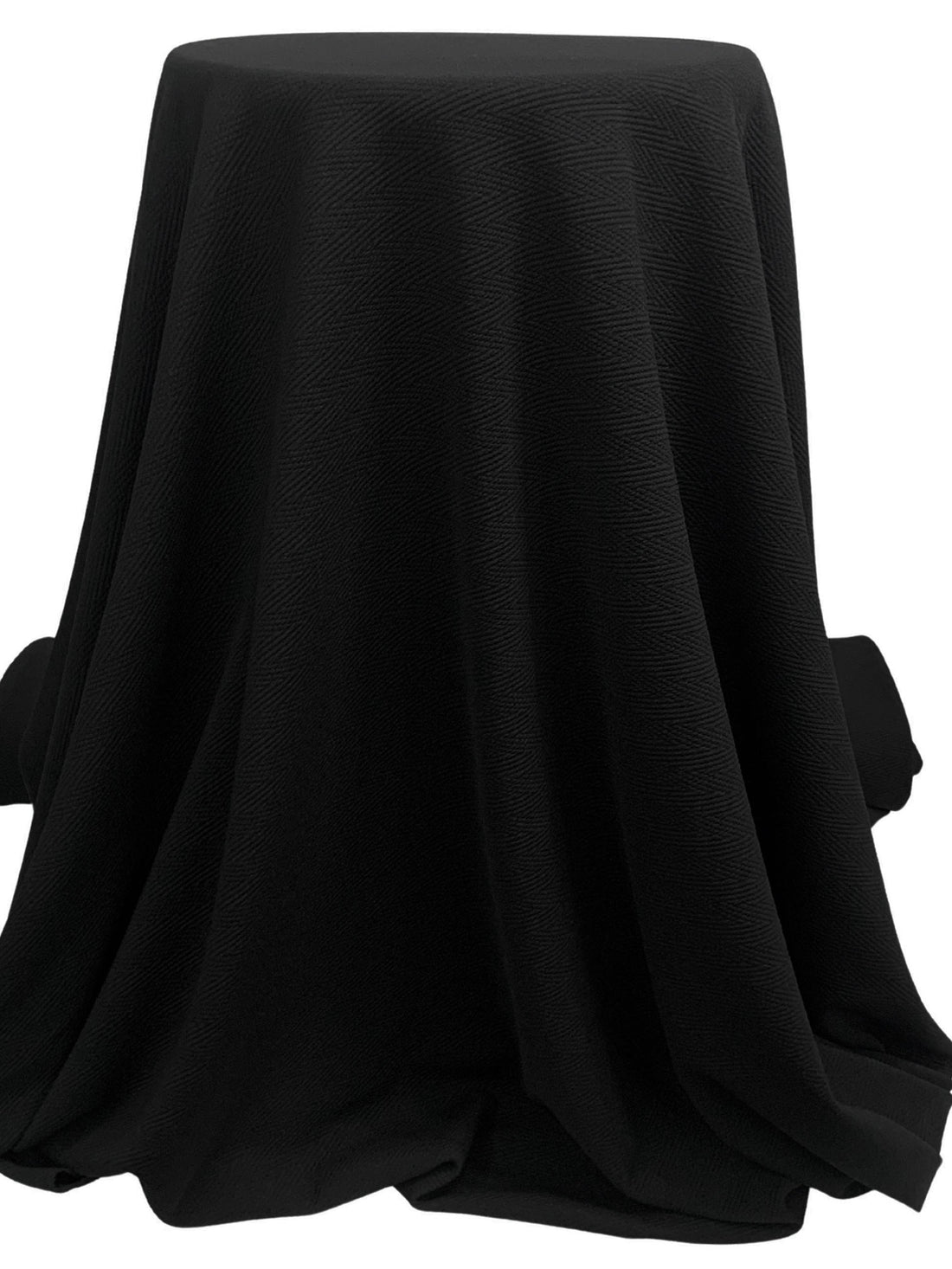 Black Polyester/Lycra Zig-Zag Weave Jacquard Double Knit 60W