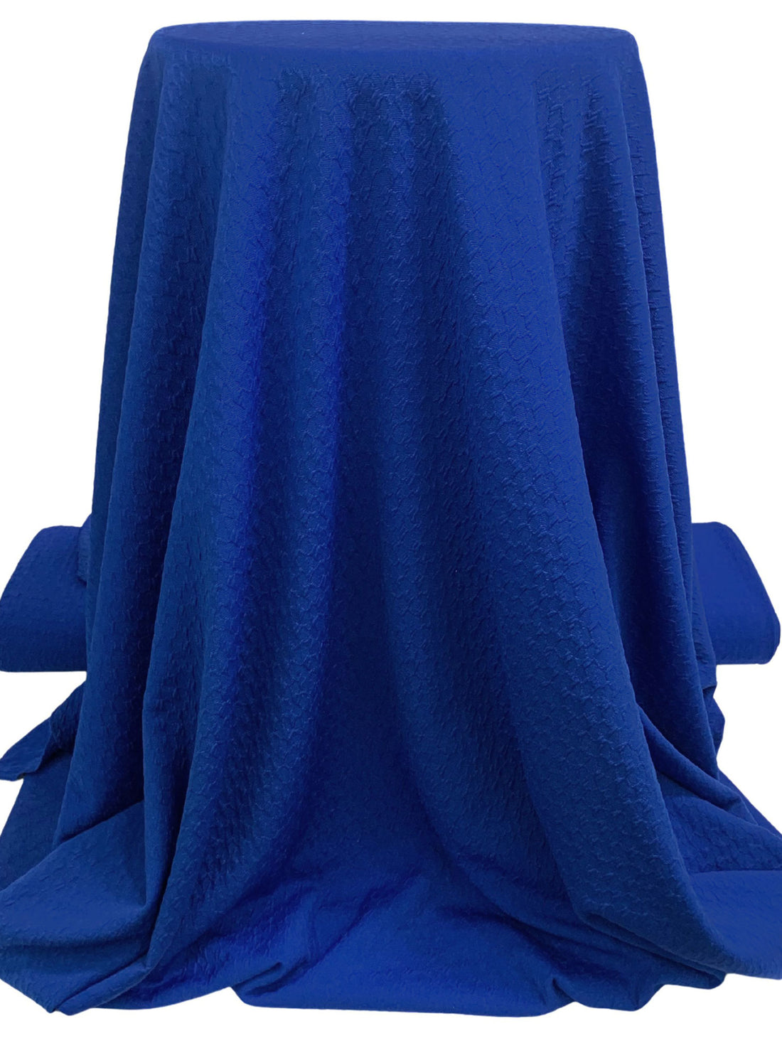 Dark Royal Azure Blue Polyester/Lycra Novelty Textured Weave Jacquard Double Knit 58W