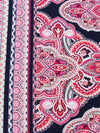 Navy/Vivid Cherry Pink/Taffy Pink/Multi Polyester/Lycra Large Ornate Double Border Puff Dot Print ITY Knit 54W