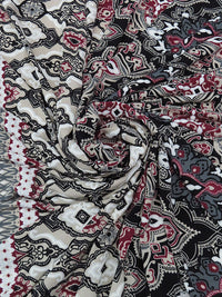 Sangria/Stone Taupe/Black/Multi Polyester/Lycra Double Border Ornate Floral Puff Print FTY Knit 54W