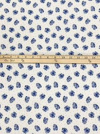 White/Admiral Blue 100% Cotton Floral Dot Print Voile 58W