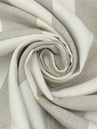 Ash Gray/White Chocolate 100% Linen Vertical Stripe Canvas Suiting 59W