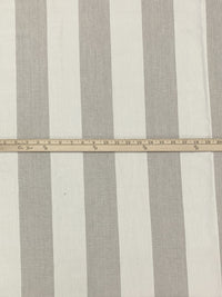 Ash Gray/White Chocolate 100% Linen Vertical Stripe Canvas Suiting 59W