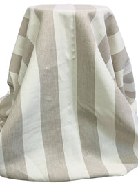Ash Gray/White Chocolate 100% Linen Vertical Stripe Canvas Suiting 59W