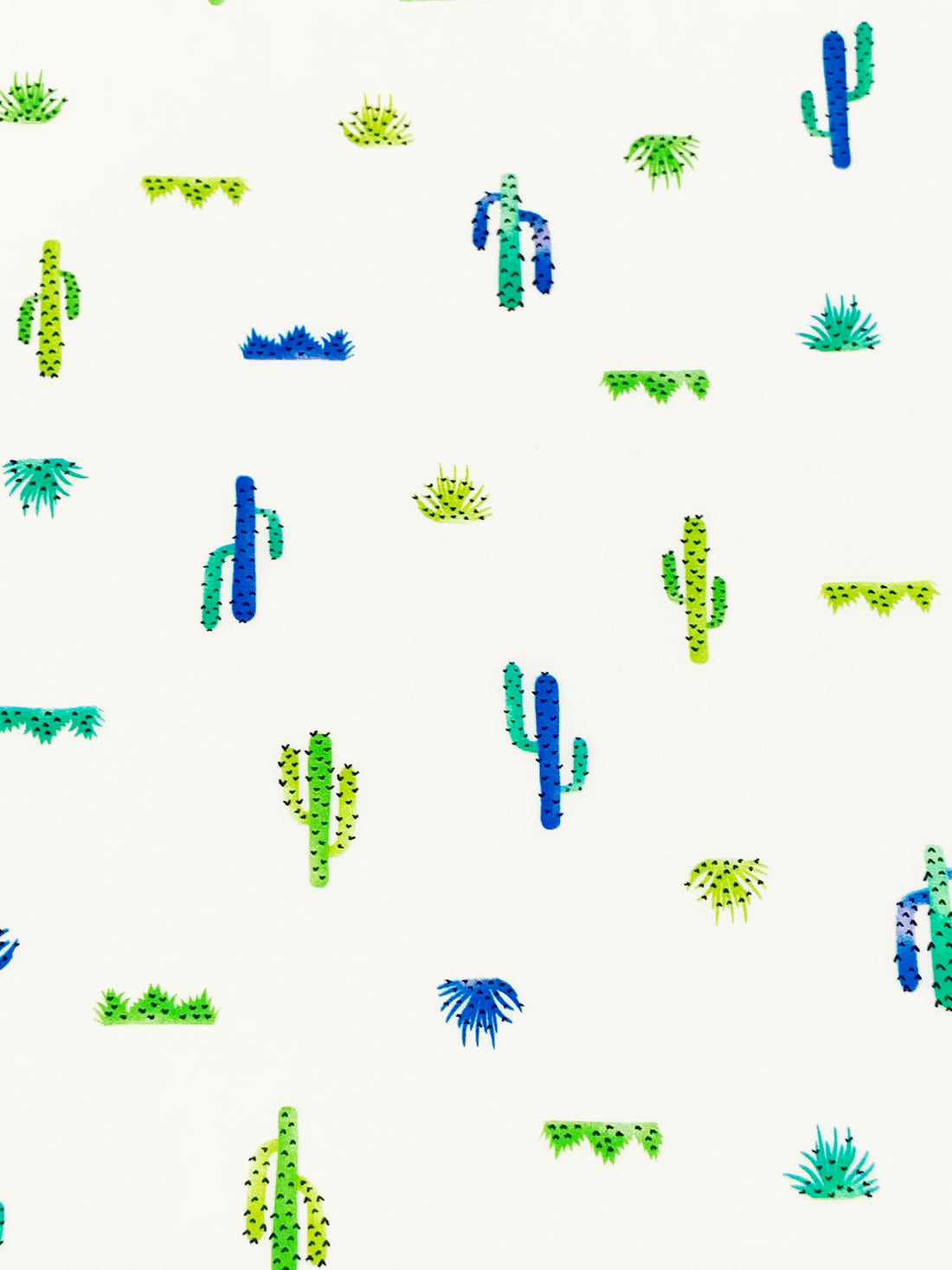 Eggshell/Sapphire/Lime Green/Multi Rayon/Nylon Cactus Print Challis 54W