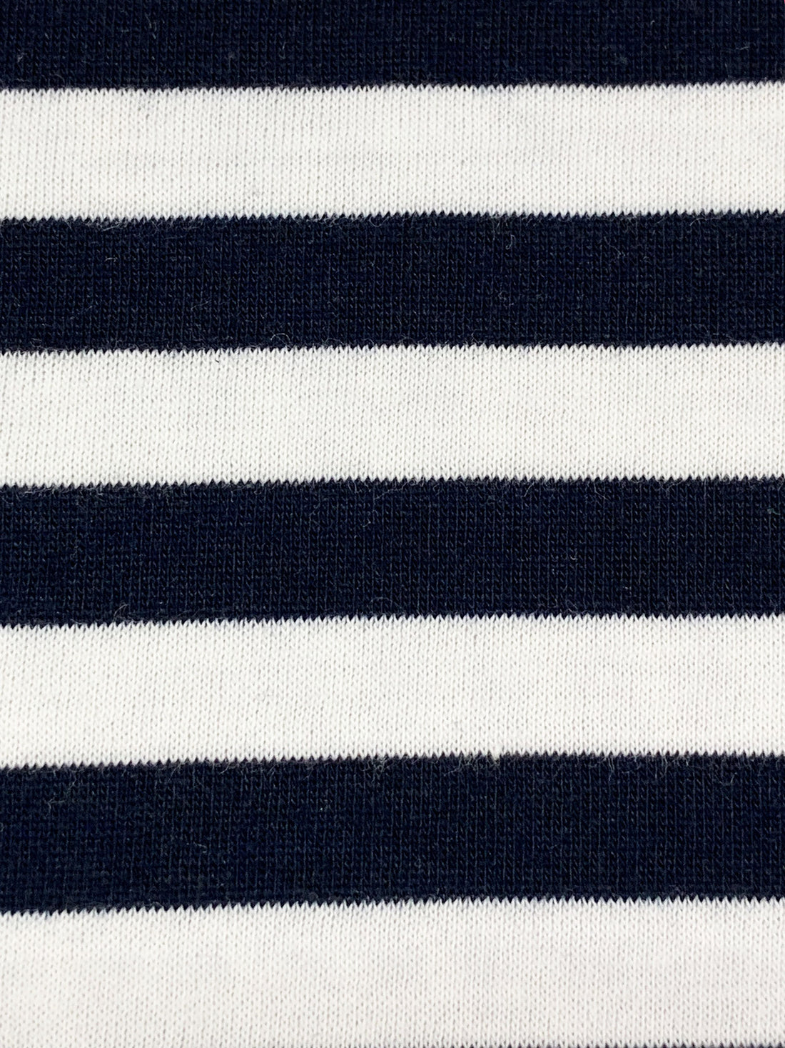 Dark Navy/White Cotton/Polyester Horizontal Stripe Jersey Knit 46W