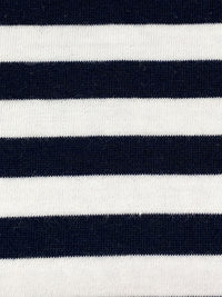 Dark Navy/White Cotton/Polyester Horizontal Stripe Jersey Knit 46W