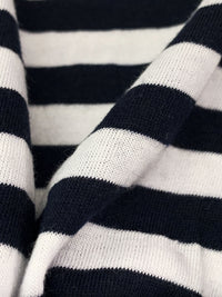 Dark Navy/White Cotton/Polyester Horizontal Stripe Jersey Knit 46W