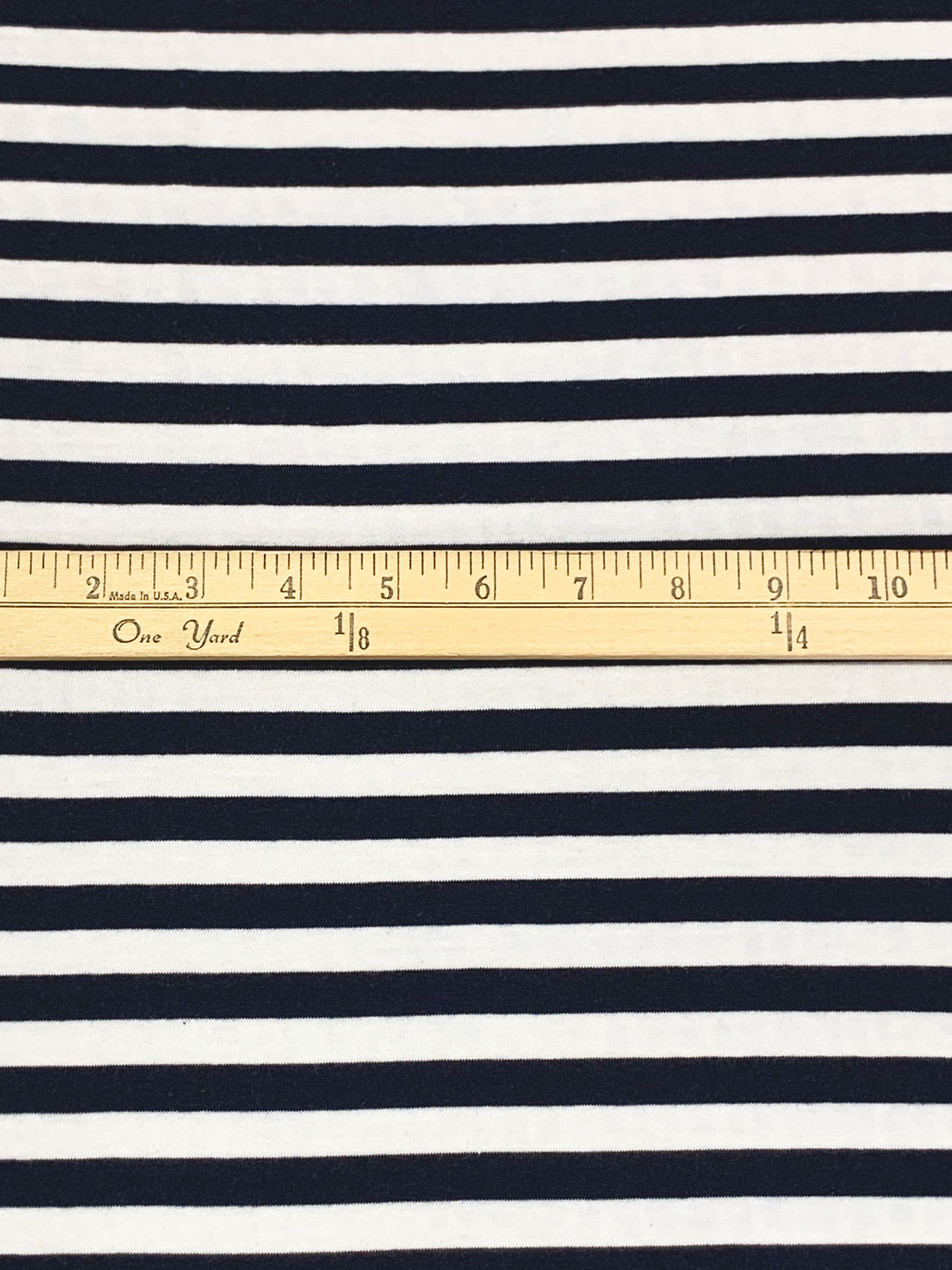 Dark Navy/White Cotton/Polyester Horizontal Stripe Jersey Knit 46W