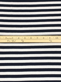 Dark Navy/White Cotton/Polyester Horizontal Stripe Jersey Knit 46W