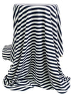 Dark Navy/White Cotton/Polyester Horizontal Stripe Jersey Knit 46W