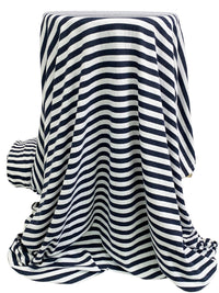 Dark Navy/White Cotton/Polyester Horizontal Stripe Jersey Knit 46W