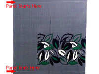 SOLD BY THE PANEL ONLY - Black/White/Dark Blue/Multi 100% Rayon Large Leaves On Grid Print Crepe Challis - NY Designer - 51W
