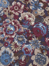 Dusty Mauve Taupe/Eggplant/Dark Cerulean/Multi Wool/Cotton Floral Print Challis 54W