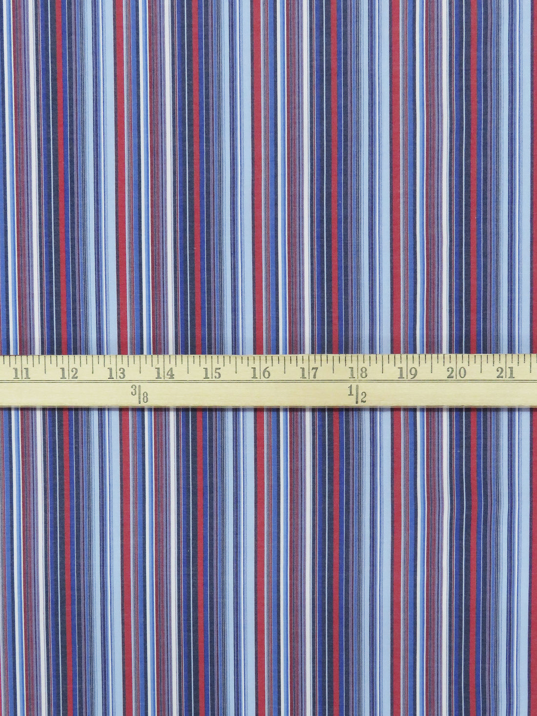 Cornflower/Scarlet/Royal Blue/White 100% Cotton Vertical Yarn-Dyed Stripe Shirting 58W