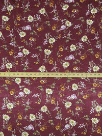 Cranberry/Dark Goldenrod/Dried Thyme/Multi 100% Polyester Floral Print Washed-Look Charmeuse 57W